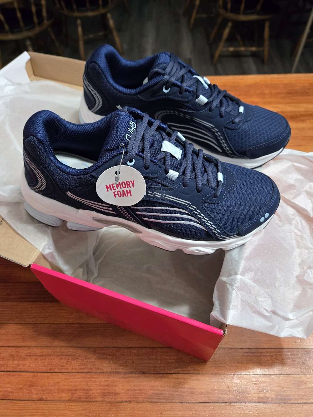 Ryka Navy and White Women's Size 8 Memory Foam Sneakers